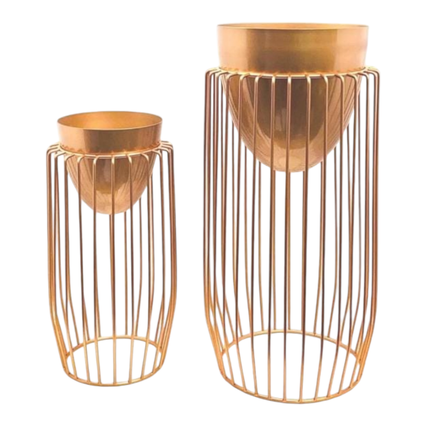 Metal Flower Pot Set of 2 Rose Gold