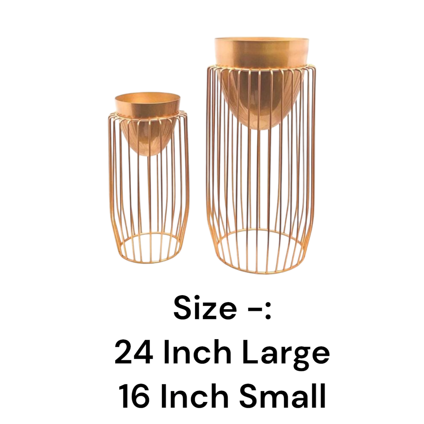 Metal Flower Pot Set of 2 Rose Gold