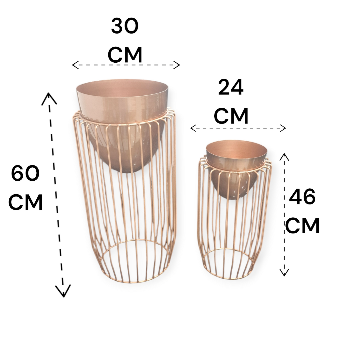 Metal Flower Pot Set of 2 Rose Gold